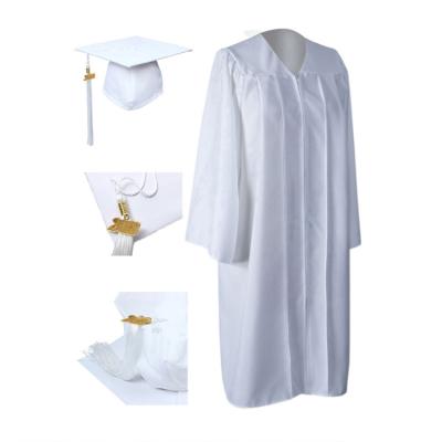 China 2022 Best Selling School Graduation Matte White Dress And Hat For Graduation for sale