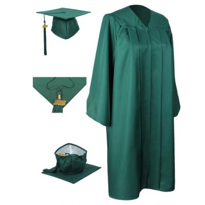 China 2022 High Quality Best Selling School Matte Forest Green Graduation Dress And Hat for sale