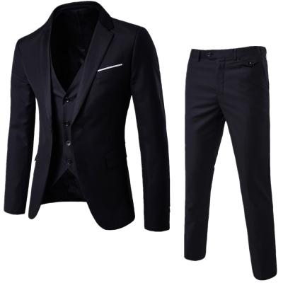 China Anti-Shrink Men's Slim Fit Suit Blazer Tux Vest Jacket And Pants 3-Piece Suit Set for sale