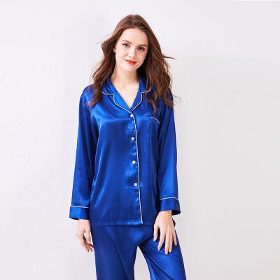 China Breathable Silk Satin Pajamas Set Button Down Sleepwear for sale