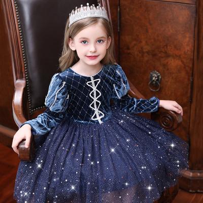 China DMFGD Regular First Communion Bridesmaids Dress Wedding Party Bridesmaid Kids Blue Belted Wedding Dresses for sale