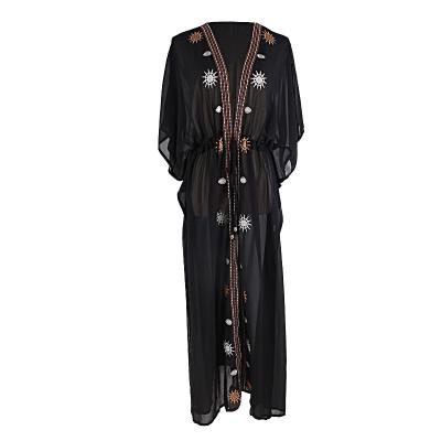 China Wholesale QUICK DRY Chiffon Kimono Romper Cardigan Embroidered Sun Flower Kimono African Bali Women Shoyoroll Sex for sale