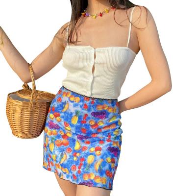 China Fashion anti-static ladies summer a-line skirts printed colorful casual women's mini skirk for sale