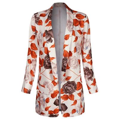 China Anti-Wrinkle New In Ladies Casual Floral Printed Blazers Long Sleeve Loose Women Suits Blazer for sale