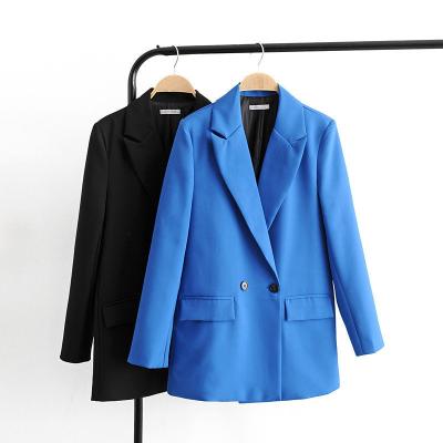 China European Model Women Blazer Jacket fashion QUICK DRY wholesale ready to ship new design wrinkle Casaco Longo de Mujer blazers for sale