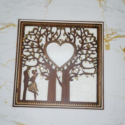 China Europe Wedding Invitation Luxurious Wooden Card with Laser Cut and Gold Stamp Wholesale Price for sale