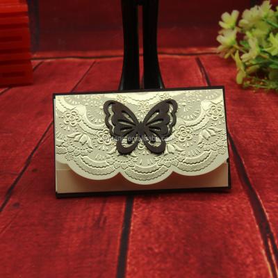 China Europe Butterfly Wooden Wedding Invitation Cards, Gold Embossed Wedding Invitations, Different Wedding Invitations for sale