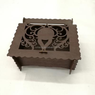 China Handmade Arabic Laser Cut Wooden Wedding Favor Box With Custom Design / Muslim Wooden Candy Boxes for sale