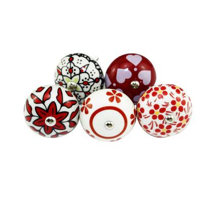 China Hoone Ceramic New Arrival Retro Cabinet Handle Moe Cabinet Handle Vintage Ceramic Drawer Pulls Door Knob Furniture Handles With Screws for sale