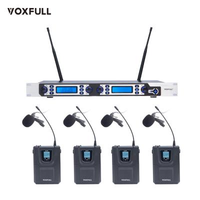 China Lavalier Microphone Voxfull Lavalier Interview Recording Wireless Microphone System Lavalier Four Channel Wireless Microphone for sale