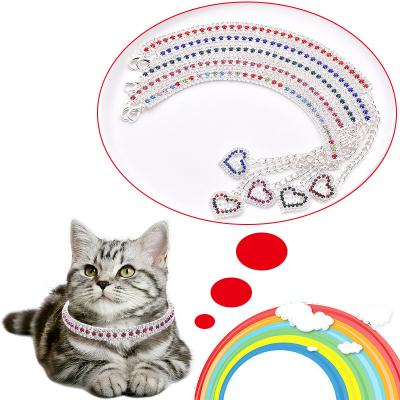 China New Stocked Pet Supplies Necklace Multicolor Rhinestone Peach Heart Colored Zircon Dogs And Cats Ornament High End Collar for sale