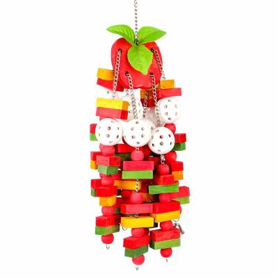 China Viable Parrot Wooden Supplies Gray Yali Sun Bite Toy Bird Toy Bananas, Apples Twine String for sale