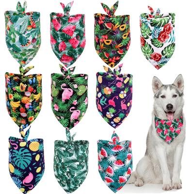 China Flamingo Stocked Pet Tropical Fruit Saliva Towel Cactus Dog Scarf Triangular Stain Border Pet Scarf for sale