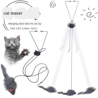 China Viable Pet Supplies Cat Toy Triangle Adjustable Retractable Hook Door Cat Mouse Hanging Funny Toy for sale