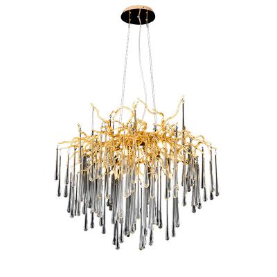 China Modern Aluminum Glass Chandelier Luxury Pendant Light Modern Living Room Hanging Light for sale