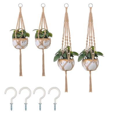 China Handcraft Macrame Plant Bohemian Hangers 100% Handwoven Handmade Flower Pot Home Decor Outdoor Indoor Jute Rope Plant Holder Bohemian for sale