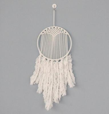 China 100% Bohemian Handwoven Feather Style White Handmade Beautiful Macrame Wall Hanging Cotton Tapestry Dream Catcher Rope Art Home Decor for sale