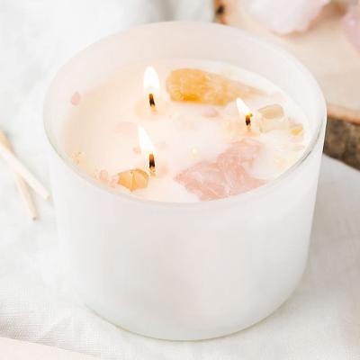 China Birthdays Energy Crystals and Healing Gems Express Wick Spiritual Crystals 3 Wax Meditation Scented Soy Candle for sale