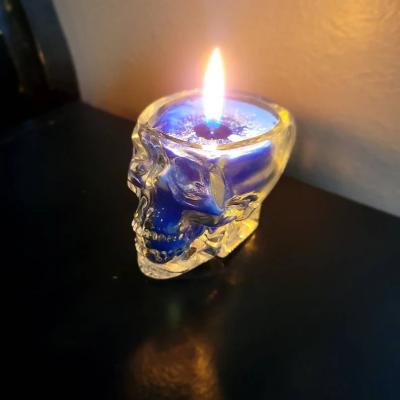 China Wholesale New Design Halloween Gift Home Decor Decoration Skulled Skeleton Scented Glass Jar Candle for sale