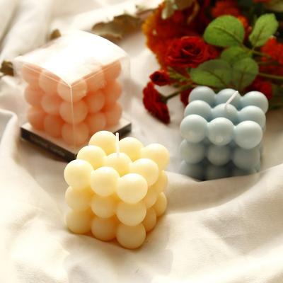 China Single Private Label High Quality Handmade Soy Wax Bubble Cube Scented Candle Christmas for sale