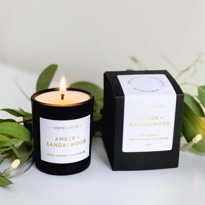 China Handmade Custom Glass Aromatherapy Smokeless Soy Wax Scented Candles Private Label With Box for sale