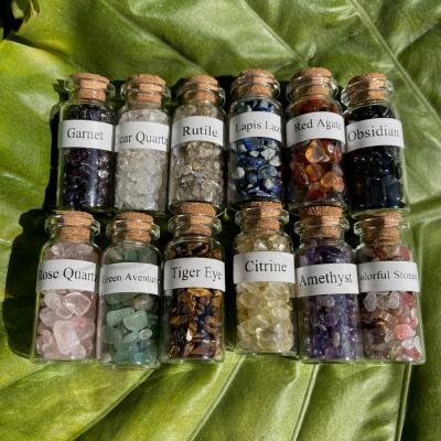 China Home Crystal Scented Crystal Chip Bottle Wishing Bottle Festive Crystal Gift With Reiki Healing Decor Wholesale for sale