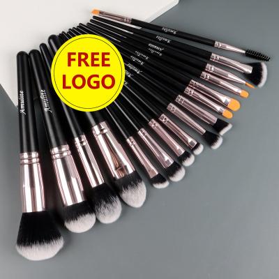 China Angular Blush Amazon Best Seller Makeup Brushes 16pcs Black Handle Custom Makeup Brush Synthetic Professional Makeup Brushes Kits Custom Logo for sale