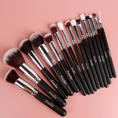 China Angular Blush Black 2021 New Professional Customize To Make Up Brushes 15 Pcs Natural Hair Makeup Set Brush Private Label for sale