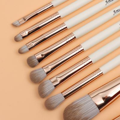 China Angular Blush New Amulite Eyeshadow 10pcs Natural Vegan Hair Custom Wholesale Organic Nose Shadow Clean Logo Makeup Brush Set for sale