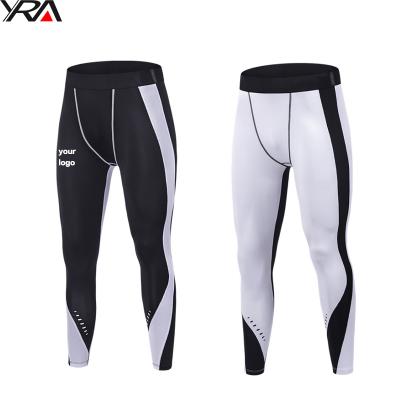 China 2020 Black Custom Made Logo Gym Men's Leggings Set New Breathable Polyester Spandex Compression Black for sale