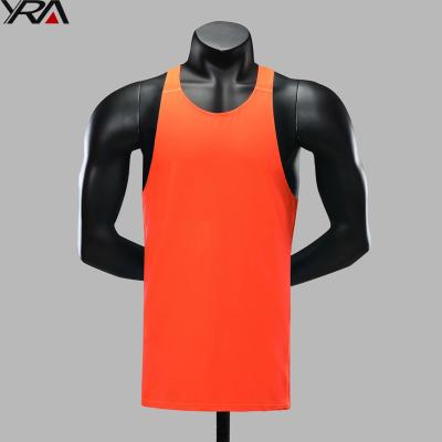 China Wholesale 2021 Breathable Red Orange Color Custom Mens Clothing Gym Sports Wear Active Tank Vest For Mens Tops for sale