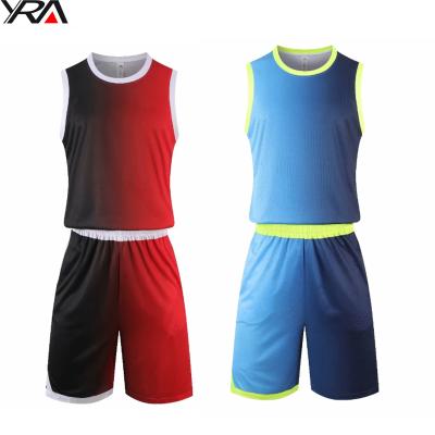 China 2021 New Summer Men's Basketball Wear Uniform Tank Top Custom Made Basketball Blue Pink Breathable Subliamation for sale