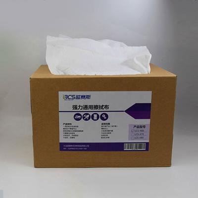 China Industrial / Automotive BCS Polyester Pulp Pop Up Box Industrial Paper Wiper for sale