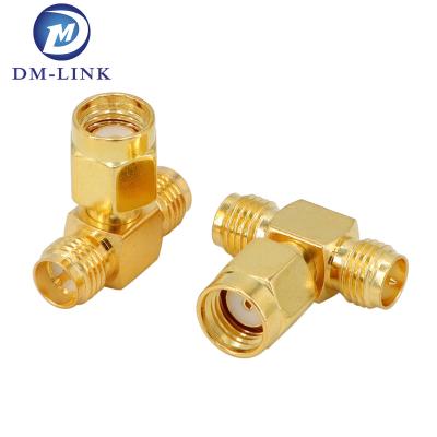 China RF RP SMA Two Male To RP SMA Female Triple T RF Adapter Connector 3 Way Splitter for sale