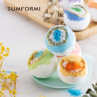 China OEM manufacturers bath bombs crystal bath fizzies kids handmade luxury multicolor geode bubble bath bomb for sale