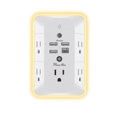 China Residential / Multi-Purpose 5 Way Outlet Supplement with Night Light and 4 USB Ports for sale