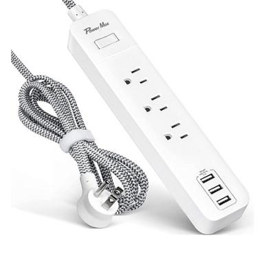 China Residential / General Purpose Suitable Home And Office 3 Outlet With 3 USB-A Ports 125V Power Strip for sale