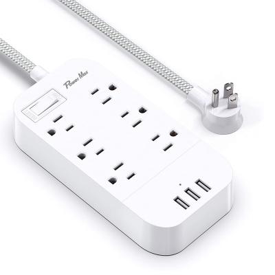 China Residential / General Purpose 6 Way Power Strip With 3 USB Output Ports Fast Charger Power Extension Strip for sale