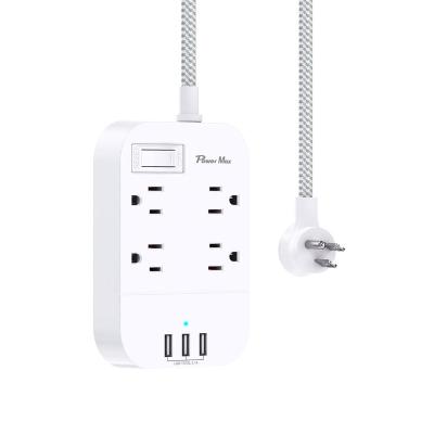 China Residential / General Purpose 4 Way Power Strip With 3 USB Charging Ports for sale