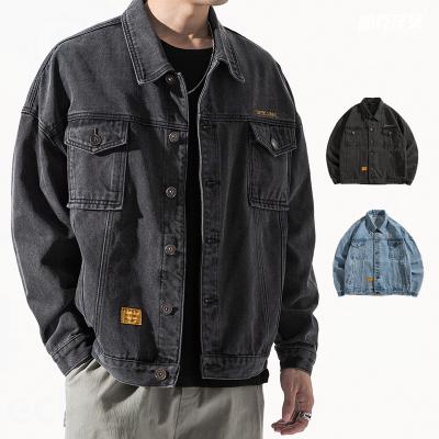 China OEM Breathable Custom Designer Denim Jacket Men Casual Long Sleeves Denim Coated Wholesale Lattice Jacket For Men for sale