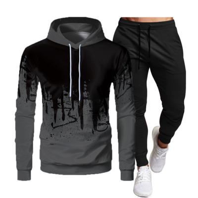 China 2022 Winter Autumn Custom Sweatsuit 2 Workout Wear Hoodie Men's Two Piece Set Anti-Wrinkle Custom Private Label Sweat Suit Set has sweat suits for sale