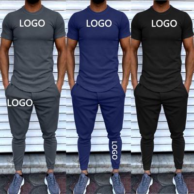 China New Arrivals Breathable Mens Cotton T-shirt Shorts Sets Custom Logo Plus Size Casual 2 Piece Shorts Sets Mens Running Sportswear for sale