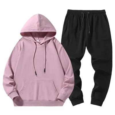 China Breathable Hot Sale 100% Cotton Training Wear French Terry Hoodie Hood Suit Sweatpants And Hoodie Set for sale