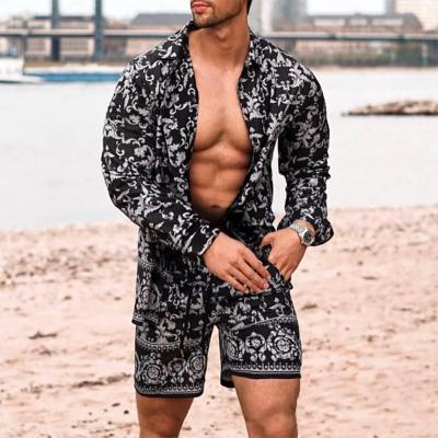 China 2021 Summer Set Man QUICK DRY Two Piece Beach Long 2 Piece Shirt And Short Sweatsuit Set Men for sale