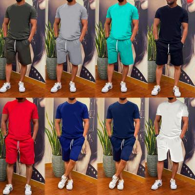 China Latest Breathable Design Mens Two Piece Short Sets Solid White Spring&Summer T-Shirt & Abbreviations MEN'S for sale