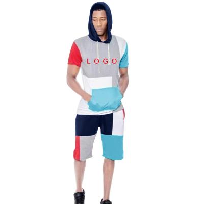 China Custom Men's Breathable Hoodie OEM Luxury Muscle Casual Both Pieces Fitted Hooded Short Sleeves for sale