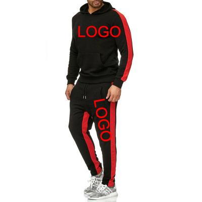 China Customized Mens Sports Hooded Single Piece Two Piece Set Breathable Crew Neck Tracksuit for sale