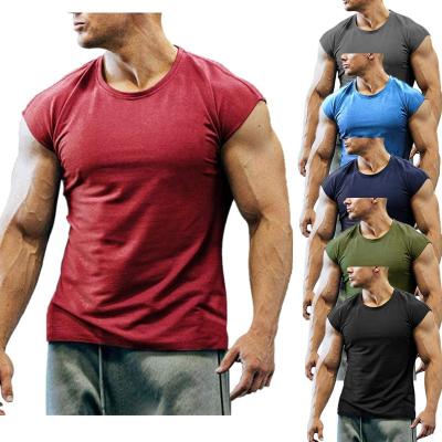 China Wholesale Solid Color Breathable T-shirt Men's Gym Wear Quick Dry Men's Sleeveless Training&Jogging Top for sale