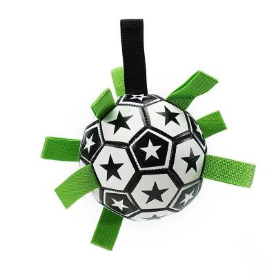 China Original Supplier Viable Outdoor Gripping Tab Dog Toy Ball Football Interactive Dog Soccer Ball For Medium Large Dogs for sale