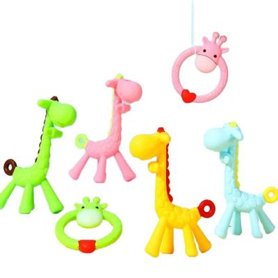 China hot sale 100%food grade silicone Amazon Teether Giraffe Silicone Baby Infant Chew Teether for sale